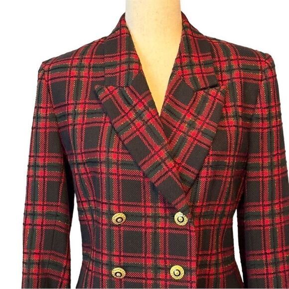 Pendleton Double Breasted Red Wool Plaid Blazer| Size 6 - Picture 2 of 7